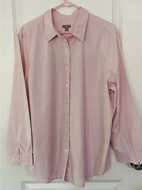 J. Jill Soft Light Pink Oversized 100% Cotton Button-Down Shirt - XL